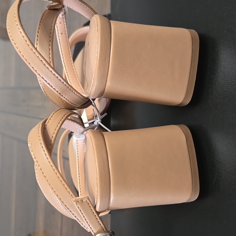 A New Day Tan Sandals Minimalist Slip-On Design NWOB - Picture 4 of 4
